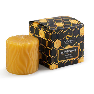 incandescence pure beeswax pillar candle with packaging
