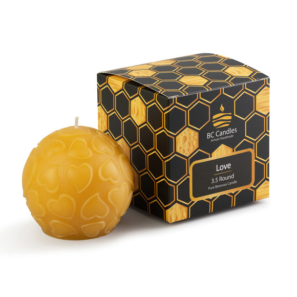 love pure beeswax candle with packaging