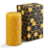 love pure beeswax pillar candle with packaging