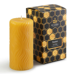 passion pure beeswax pillar candle with packaging