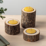 Three pure beeswax tealights in holders