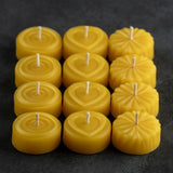 A mix of twelve pure beeswax tealights