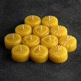 A mix of twelve pure beeswax tea light candles